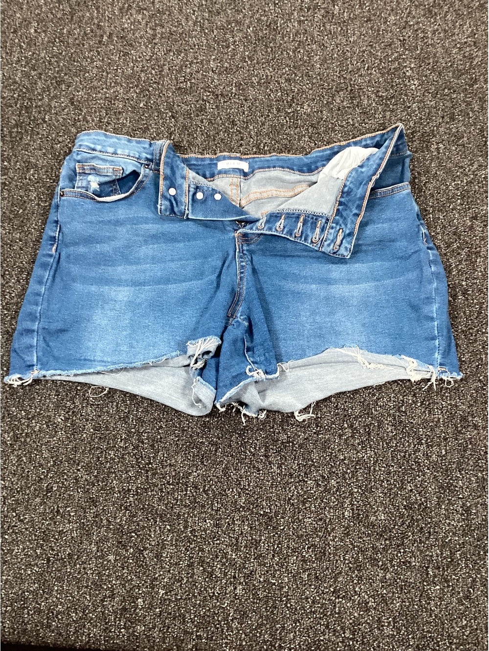 Bleu High Waist Denim Shorts with Button Fly